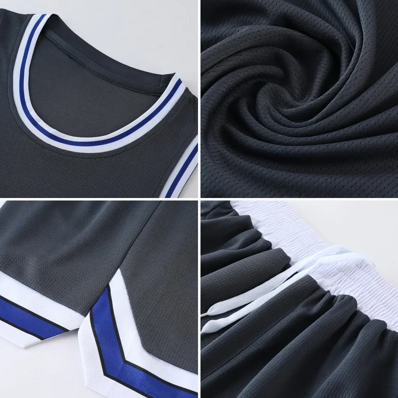 Men Blank Basketball Jersey Set Youth Classic Basketball Uniform Mesh American Size Short Sleeve Shirt 246