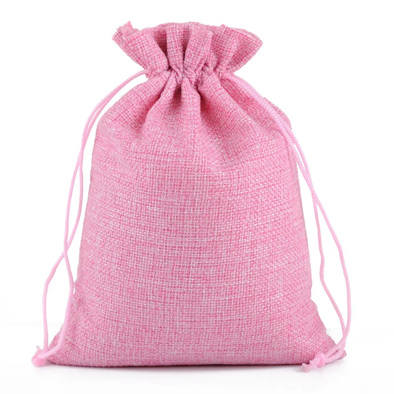 thumbnail image 1 of 10 bolsas de regalo de lino y algodón de arpillera natural hechas a mano con cordón, bolsas de regalo para bodas, regalos de Navidad, bolsas y estuches para embalaje de joyas, 1 of 5