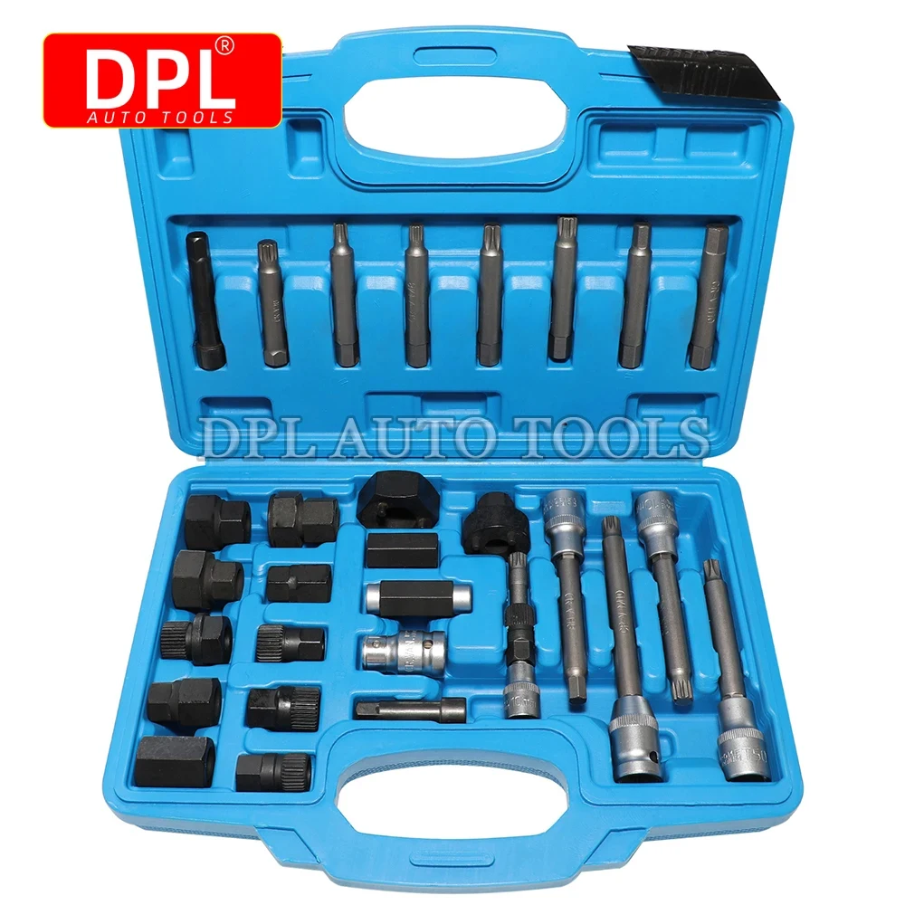 DPL 30pcs Alternator Freewheel Pulley Puller Alternators Tool Set Special Socket Set