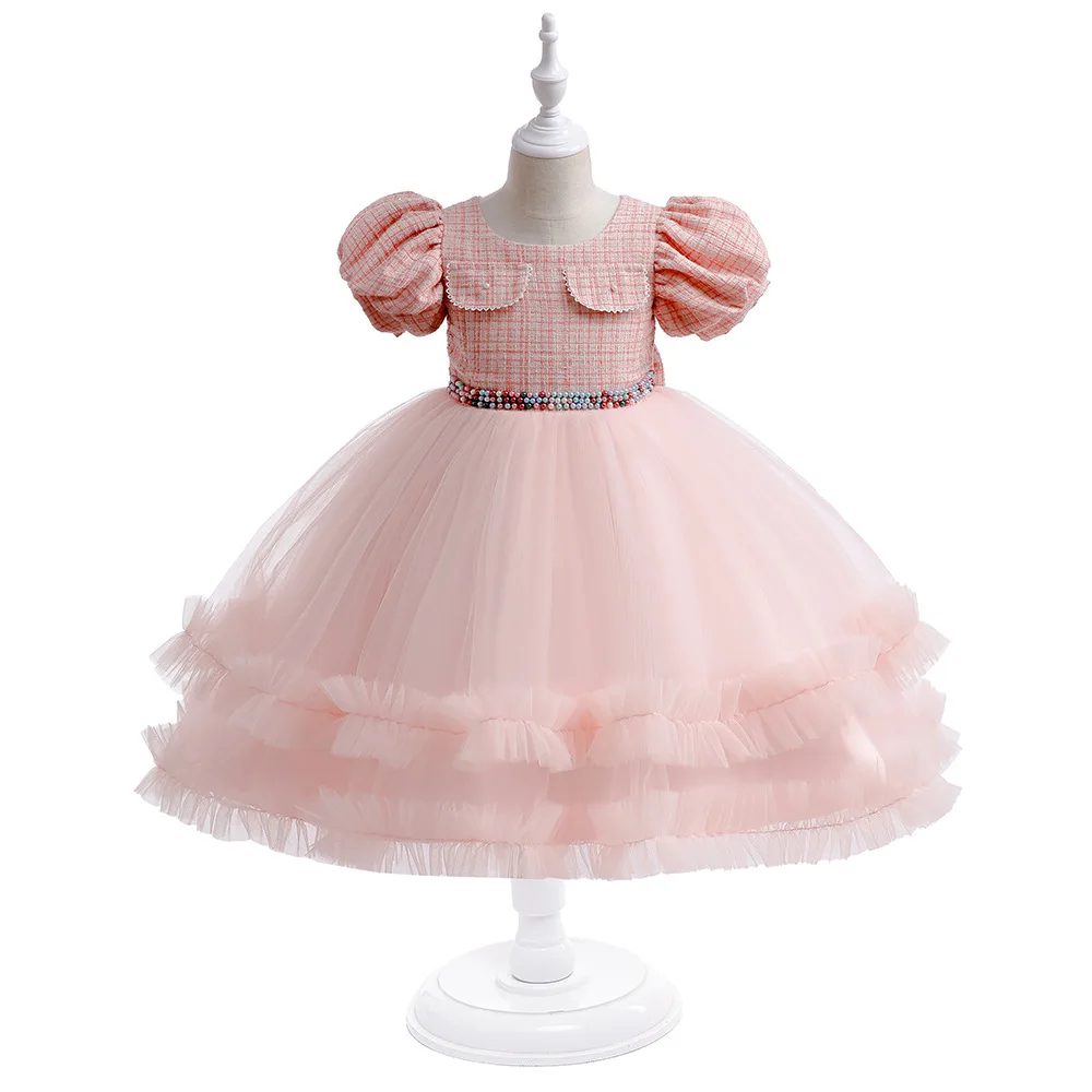 

Baby Pink Christmas New Year Dress Toddler Kids Birthday Clothes Little Girl Princess Wedding Party Gown for 1-5Years Vestidos