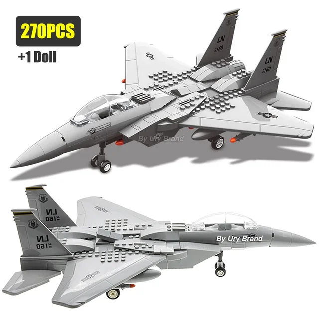 WW2 Military Army Avion Plane Jet Warcraft J-15 Eagle Fighter Morden Warplane Sets Aircraft Models Building Blocks Toys for Boys - 270PCS Without Box