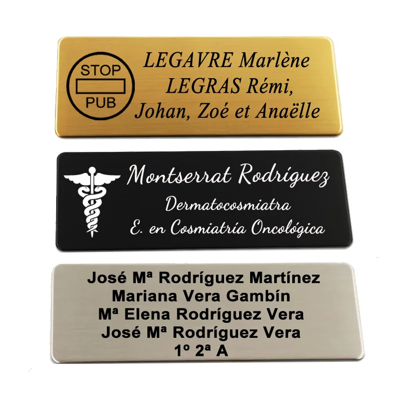 7*2.5CM, Placa de texto con grabado de su logotipo, insignia