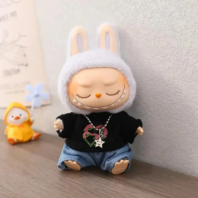 17cm Mini Labubu Clothes, Labubu Doll Outfit Set with Pants