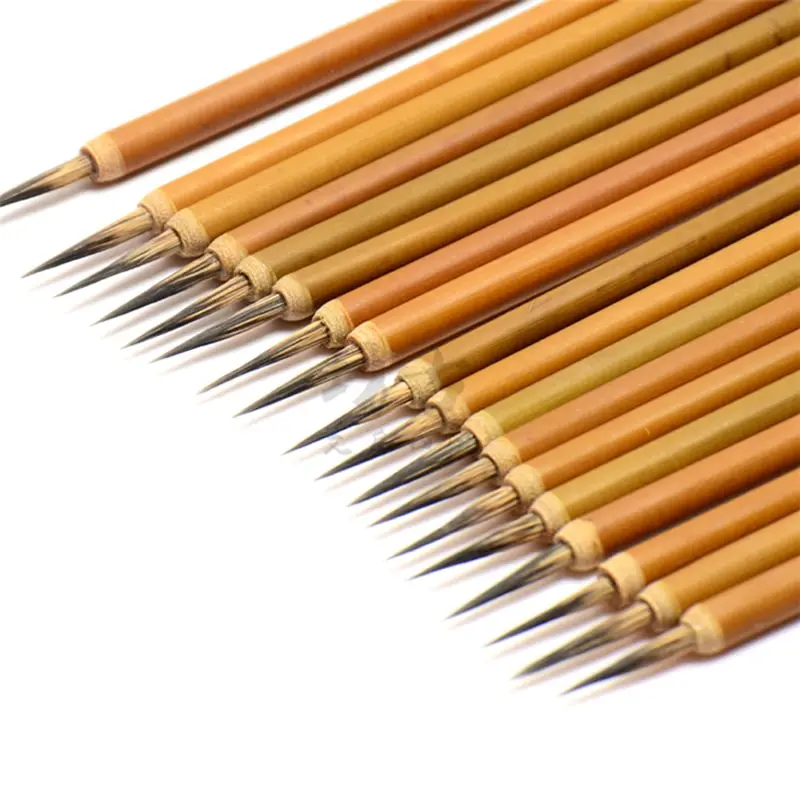 Brown Hook Line Fine Paint Brush 3pcs/set Chinese Calligraphy Brush Pen Weasel Hair Paint Art Stationary Oil Painting