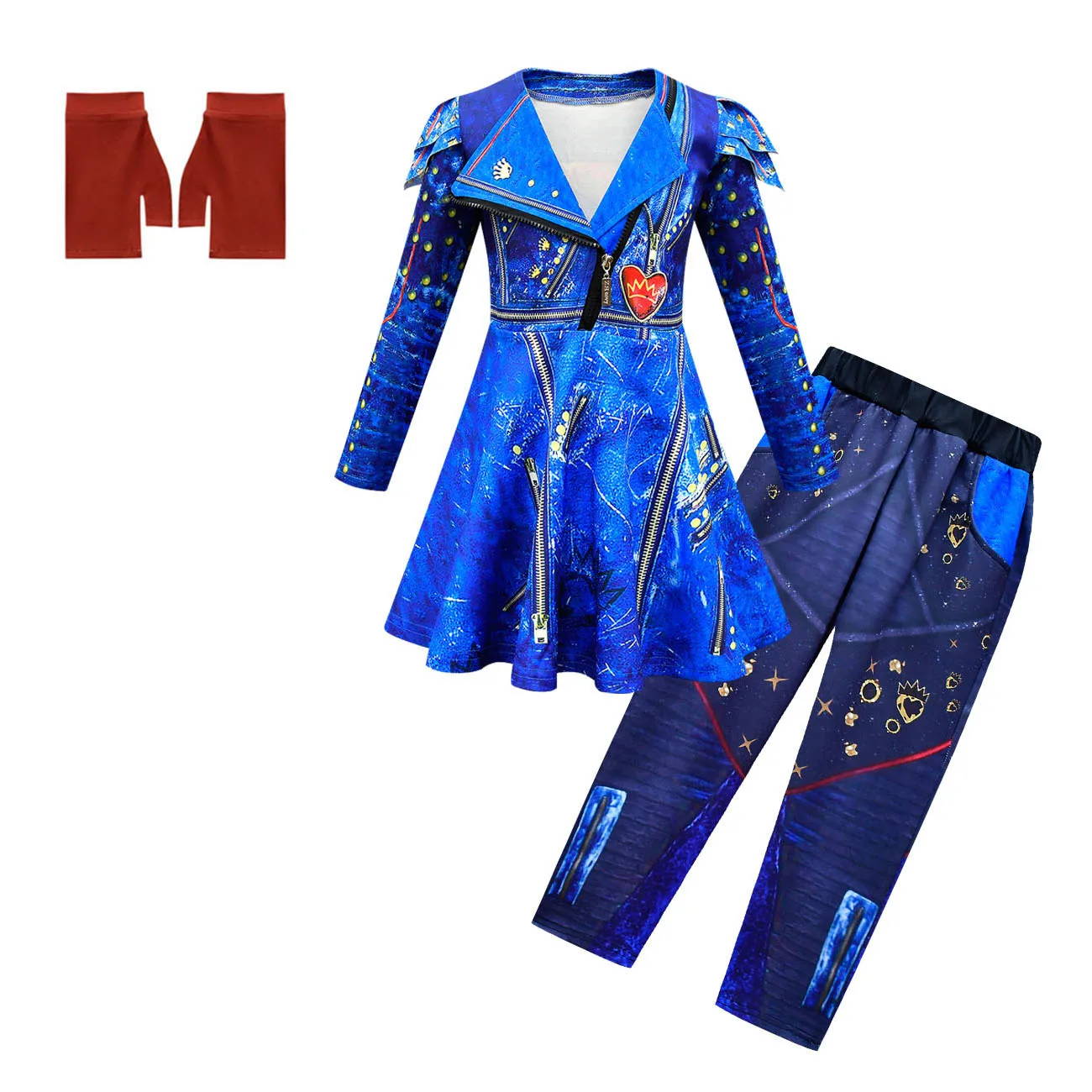 2023 Kids Halloween Costume For Girls Evie Mal Descendants 3 Cosplay Costumes With Wig Children's Carnival Party Dress+pants set