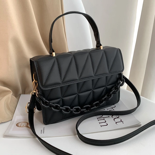 Quilted Shoulder Bags for Women Designer Black Chain Purse Small Classic  Leather Crossbody Clutch Handbag 