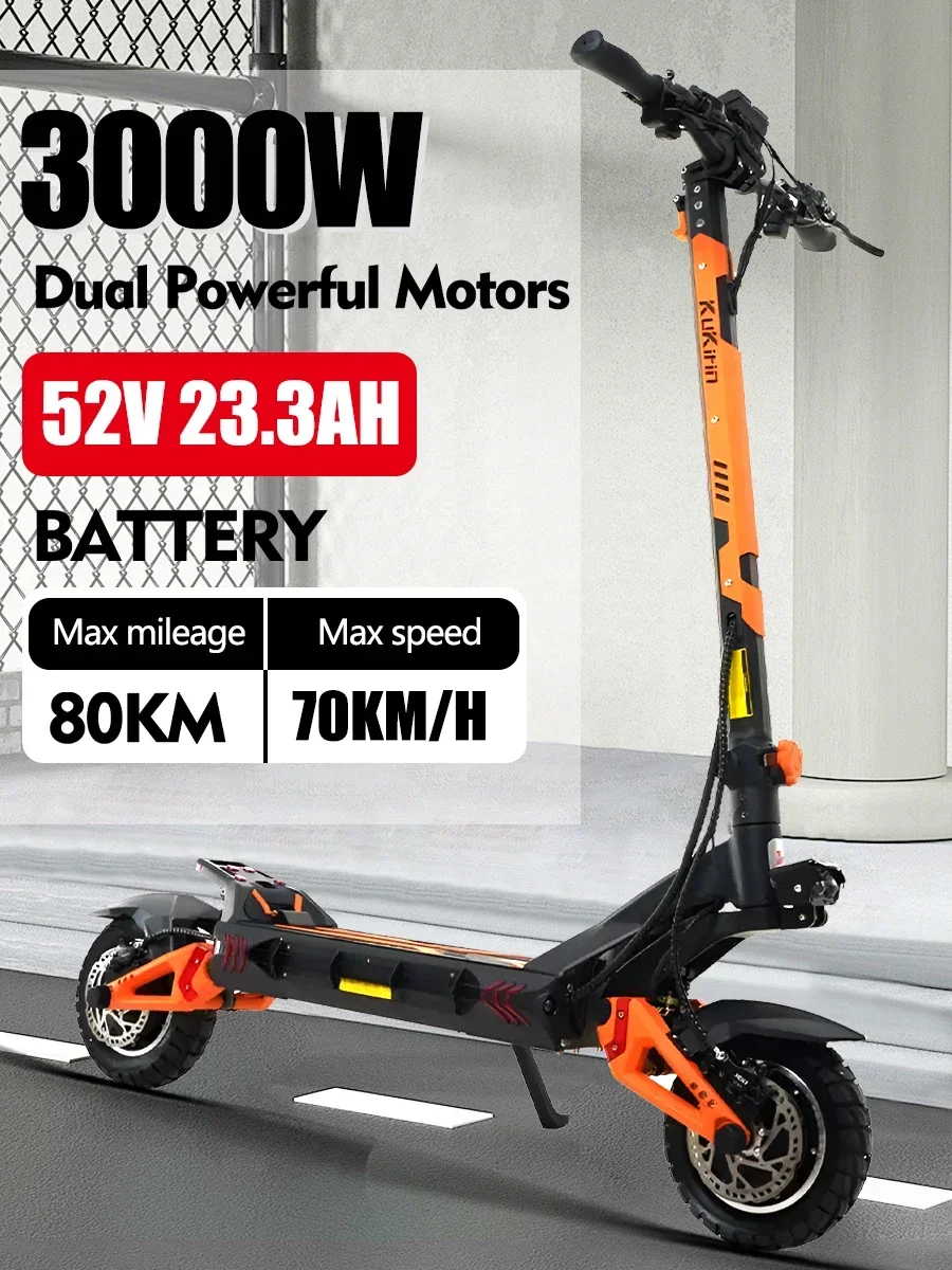 kukirin g3 pro 3000w dual motor 52v 23.3ah electric scooter 80km range removable battery
