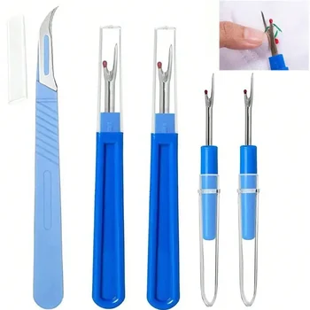 5PCS Sewing Seam Ripper Kit Blue Sewing Stitch Thread Unpicker Cutter Remover for Sewing Crafting Needlework Embroidery Tool 1