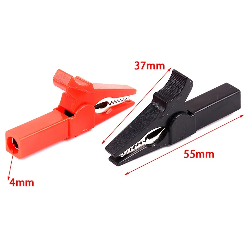 Alligator Clips Test Probes 4pcs/Set 55mm Alligator Clip + Banana Plug Test Probe With 4mm Banana Plug Cable Clips Red + Black Stonego Test Accessories