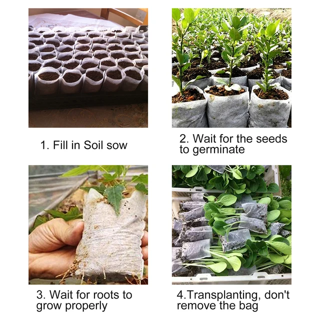 100Db Biológiailag Lebontható, Nem Szőtt Szövött Óvodai Növénytermesztés Táskák Palánta Termesztési Edények Kert Keretty-Barát Szellőztető Táska - Image 3