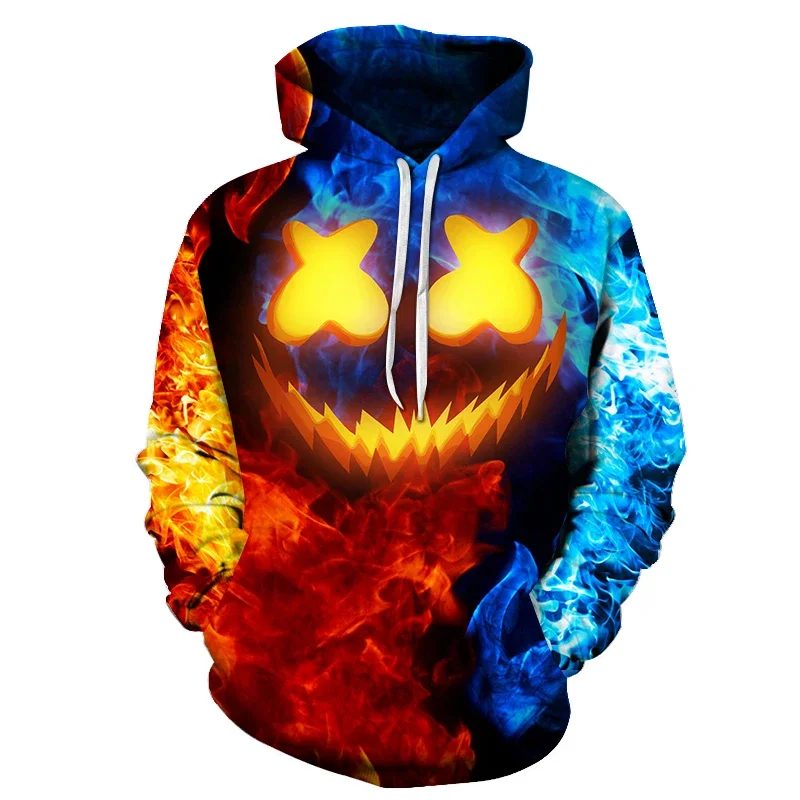 

Hoodie Sweatshirt Men's And Women's Fashion Halloween Devil Smiling Face 3D Printed Terror Casual Pullover Hip Hop Hooded Shirt