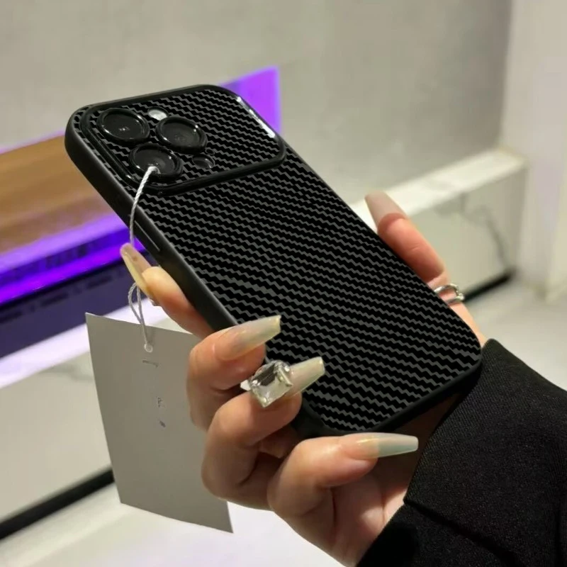 Premium Black Carbon Fiber Pattern Shockproof Phone Case