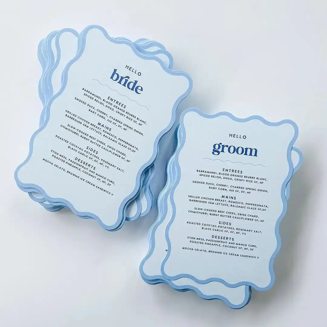 Wavy Wedding Invitation Save The Date RSVP Personalized Thank You Card For Small Business Dinner Menu Bridal Shower