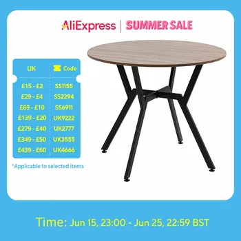 HOMCOM Small Kitchen Table with Black Steel Legs Dining Desk for Living Room
