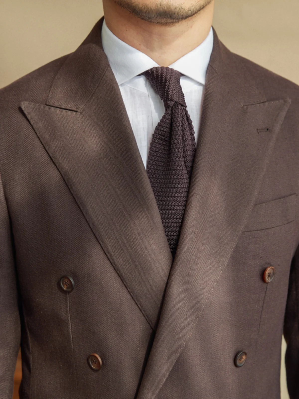 Gentry Men's Linen Blended Casual Double-breasted Suit Retro Commuter Slim-fit Six-button One-suit 5