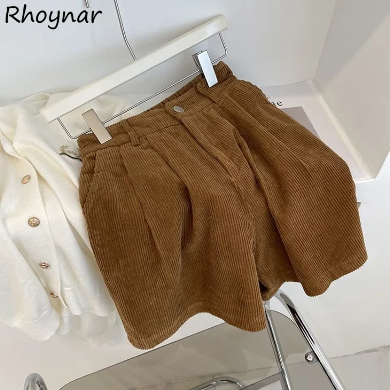 

Corduroy Shorts Women Baggy Ulzzang High Street Solid Trendy All-match Leisure Ladies Retro Style College Trouser Mujer Hipster