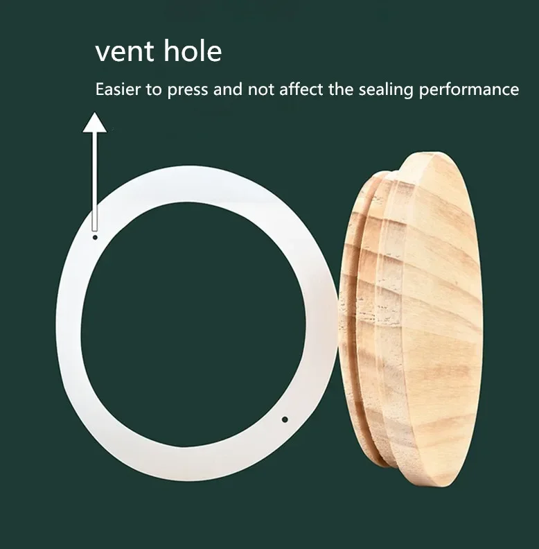 Pine Lid Sealed Silicone Cup Lid with Rounded Corners Pine Wooden Cup Kitchen Fresh-keeping Lids
