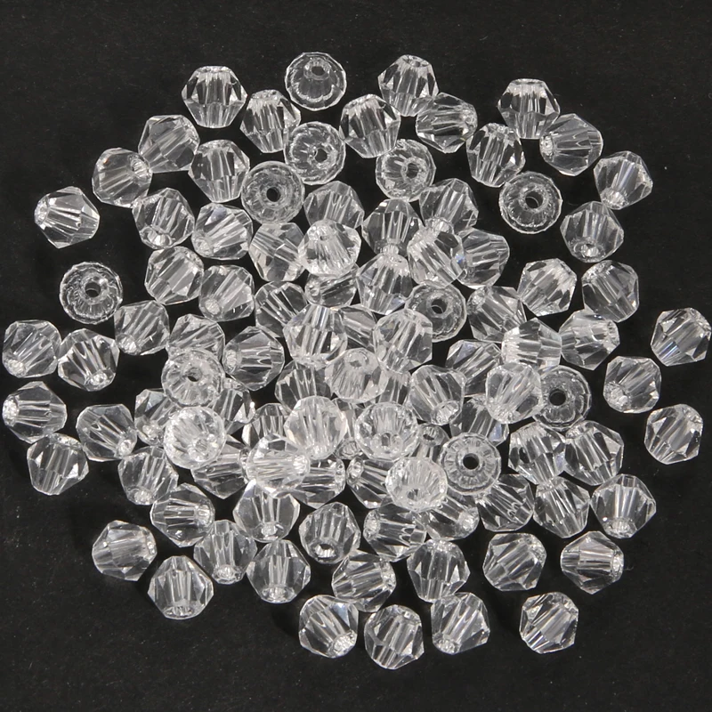 100Pcs 4MM Faceted Crystal Glass Bicone Beads for Jewelry Making and DIY Crafts