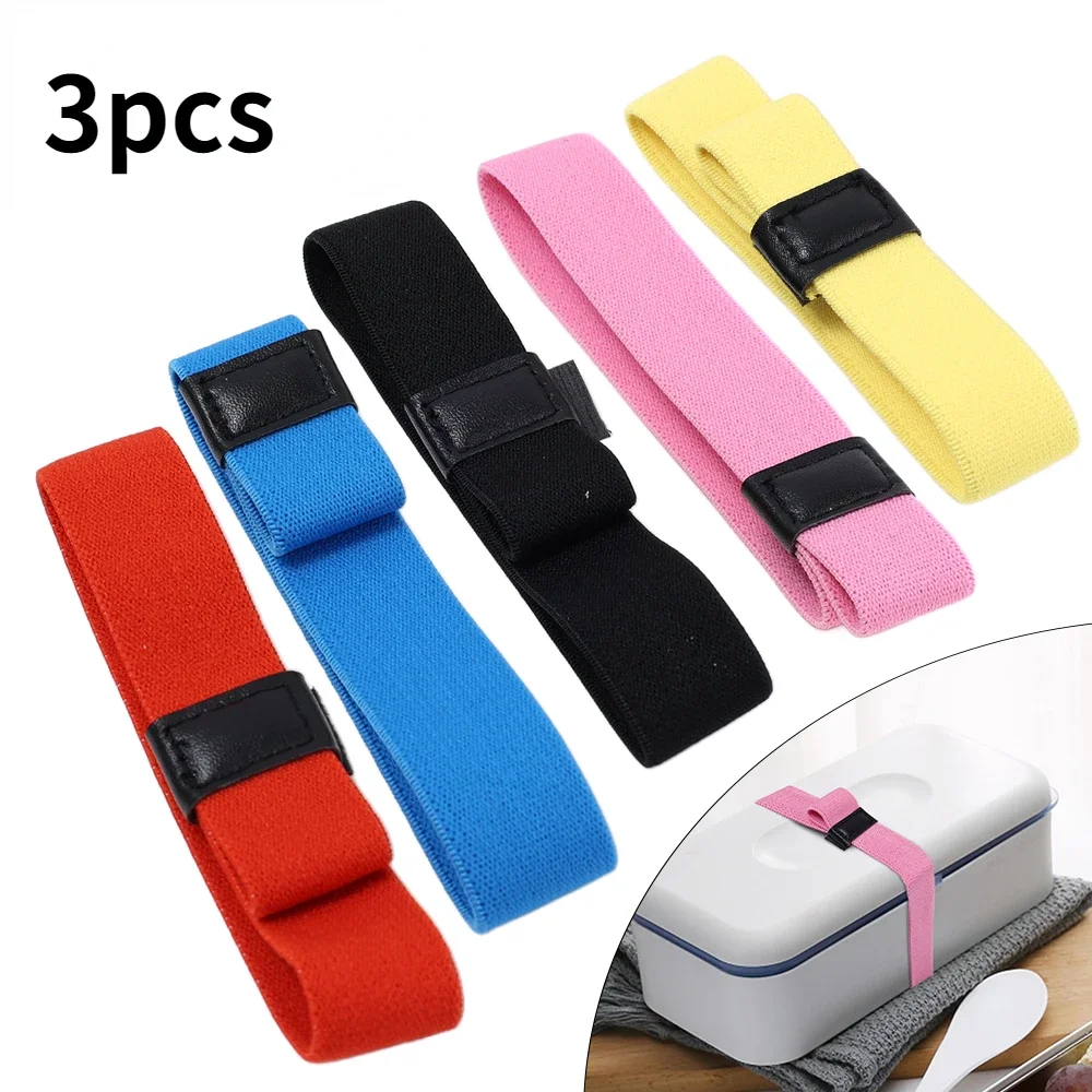

3pcs Fixing Rope for Lunch Box Bento Colorful Elastic Bento Straps Food Container Bands Adjustable High-stretch Lunchbox Strap