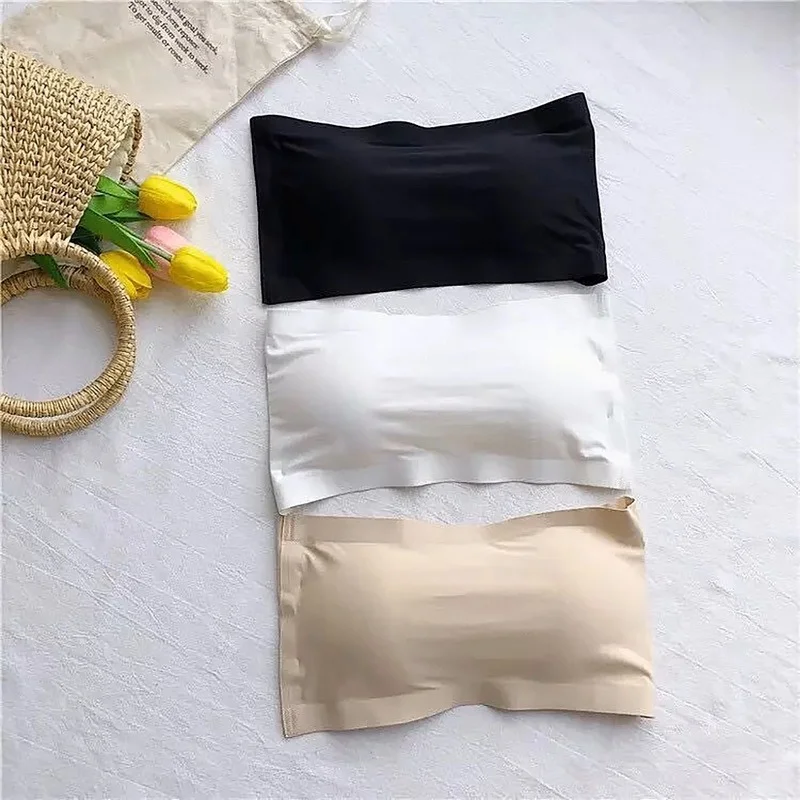 One Piece Seamless Tube Tops Women Invisible Bra Intimates Strapless Bustier Bandeau Breathable Wrapped Chest Underwear women tube tops