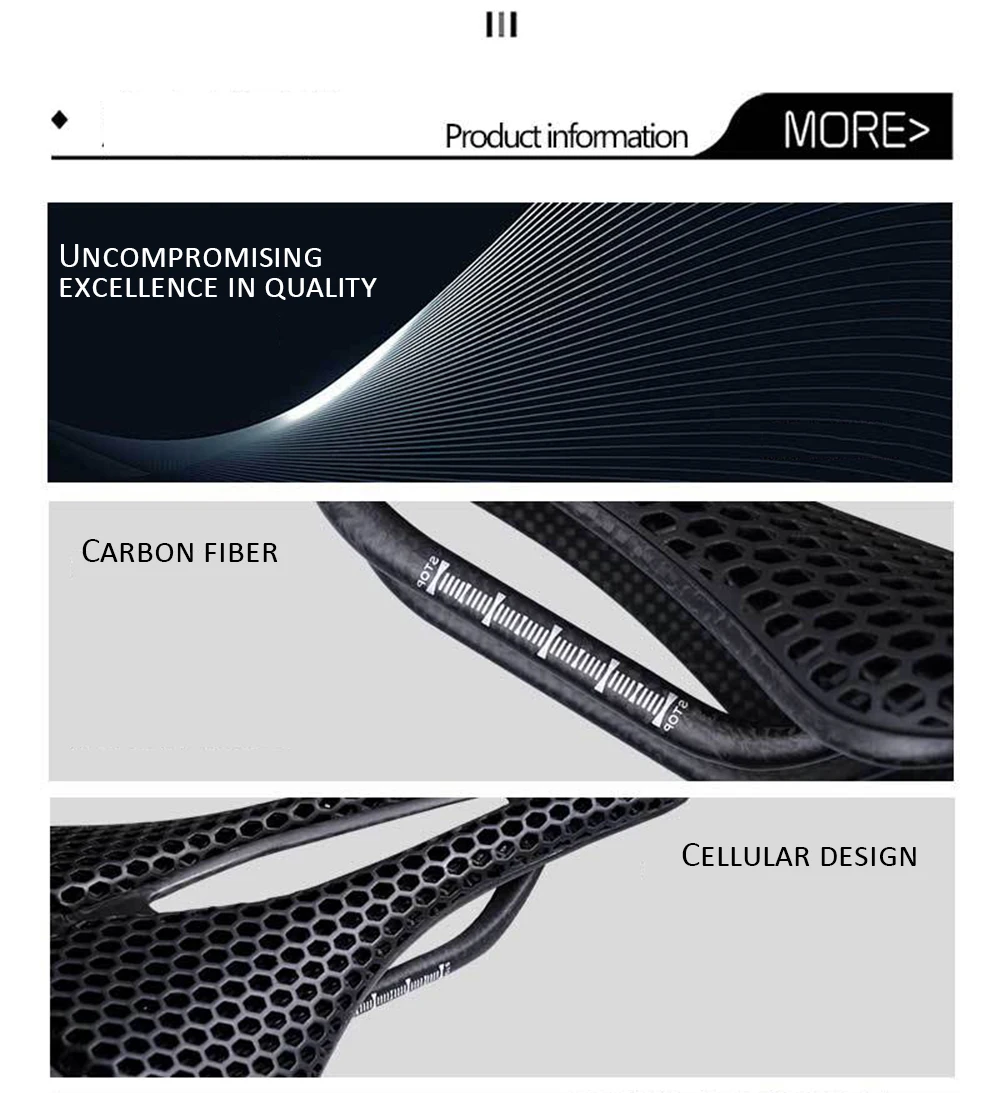 Description Picture 4 of itemCarbon 3D Printed Bike Saddle Ultralight Mtb Road Racing 156G Ergonomic Shockproof Cycling Seat Comfort Bicycle Accessories