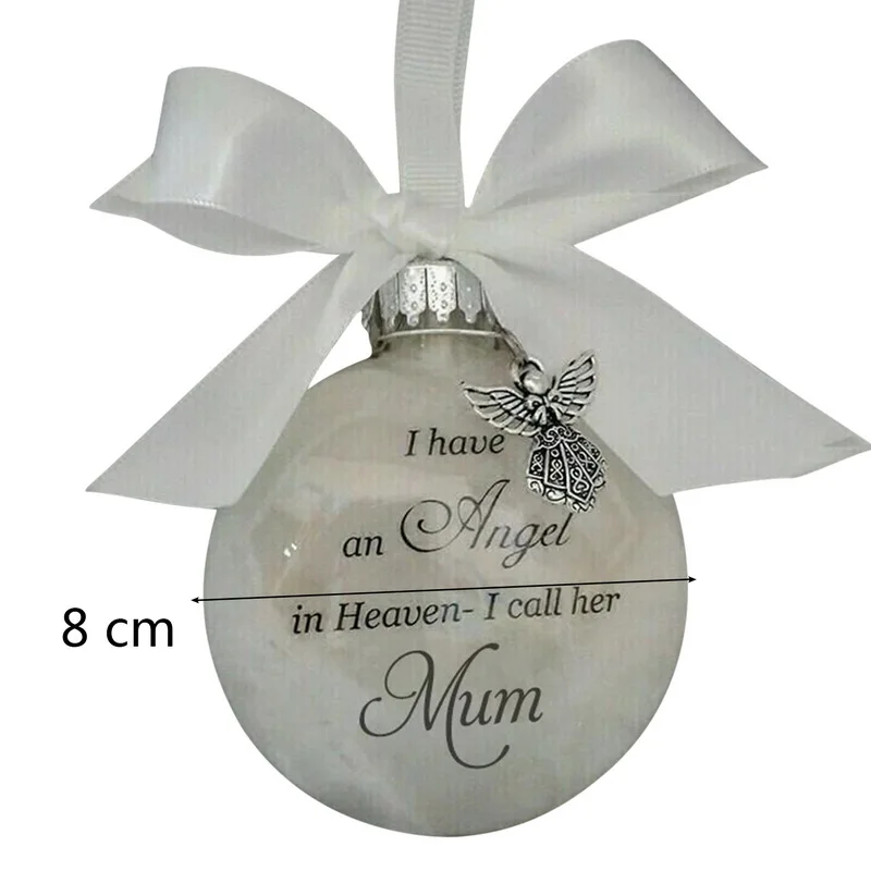 Christmas Tree Balls Commemorate Ornament Feather Ball Angel In Heaven Memorial Ornament XMas Tree Hanging In Memory of Mom Dad christmas decorations