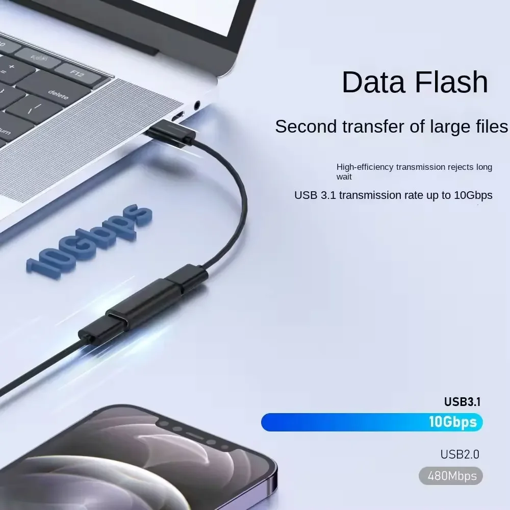 Dual USB C Adapter Connector with PD Support for Computers and Mobile Phones