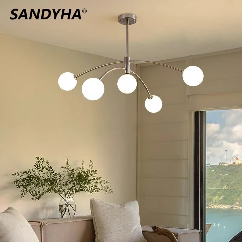 

Современные минималистичные люстры SANDYHA, дизайнерские Роскошные светодиодные светильники в виде Соединенных шаров для столовой, спальни, кабинета, подвесные светильники