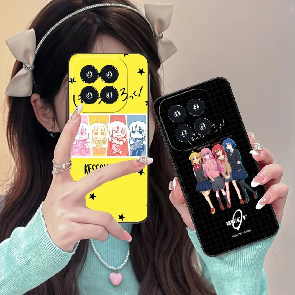 Bocchi Rock Girl Mobile Cell Phone Case For Xiaomi 14 13 12 11 10 9 T Ultra Lite Pro S Se X 5G Black Soft Phone Cover Funda