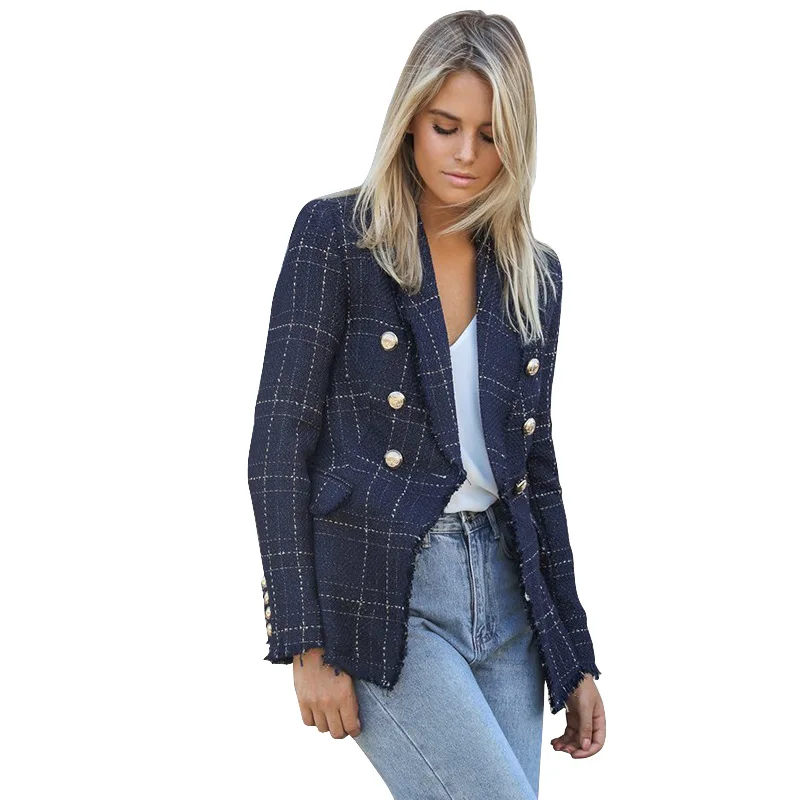 

Professional Women's Suit for Fall/winter 2021 New Woolen Tassels Slim-fit Lapel Double-breasted Short Jacket