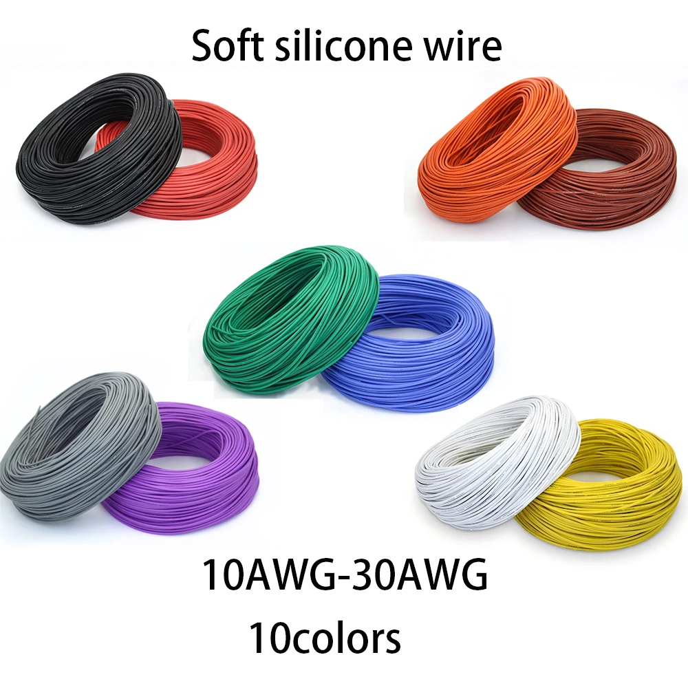 Silicone Wire 2pin red and black 1m and 5m 10 12 14 16 18 20 22 24 26 28 30AWG