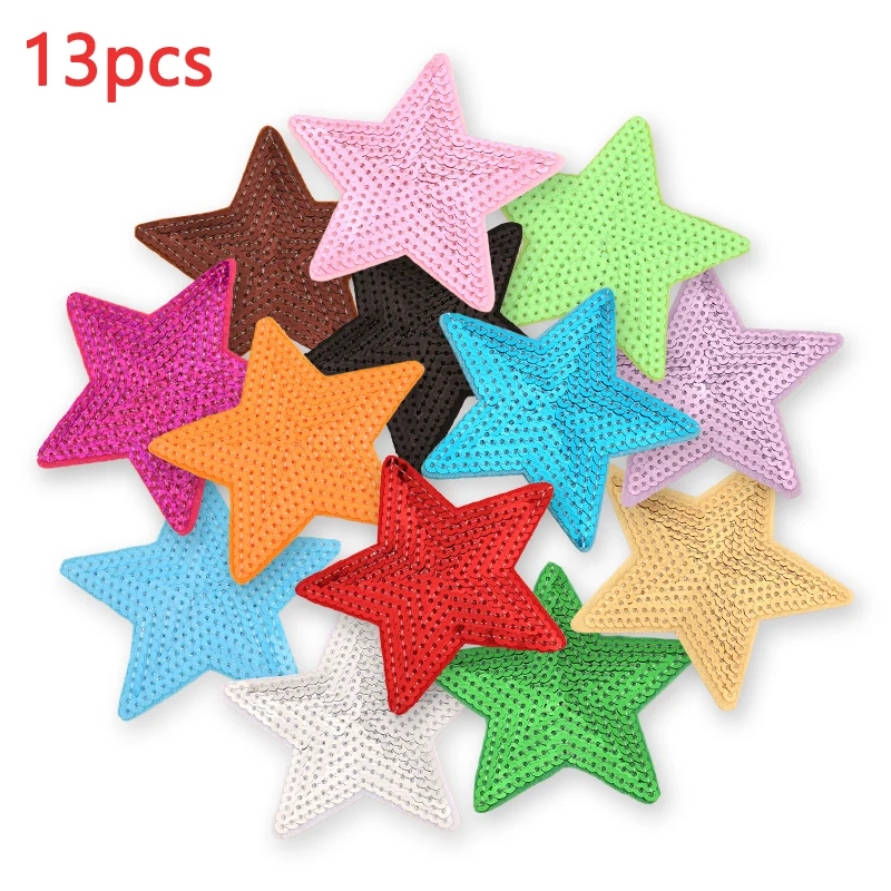 13pcsStarIronOnPatchForClothesKidsLotCuteGlitterHeart