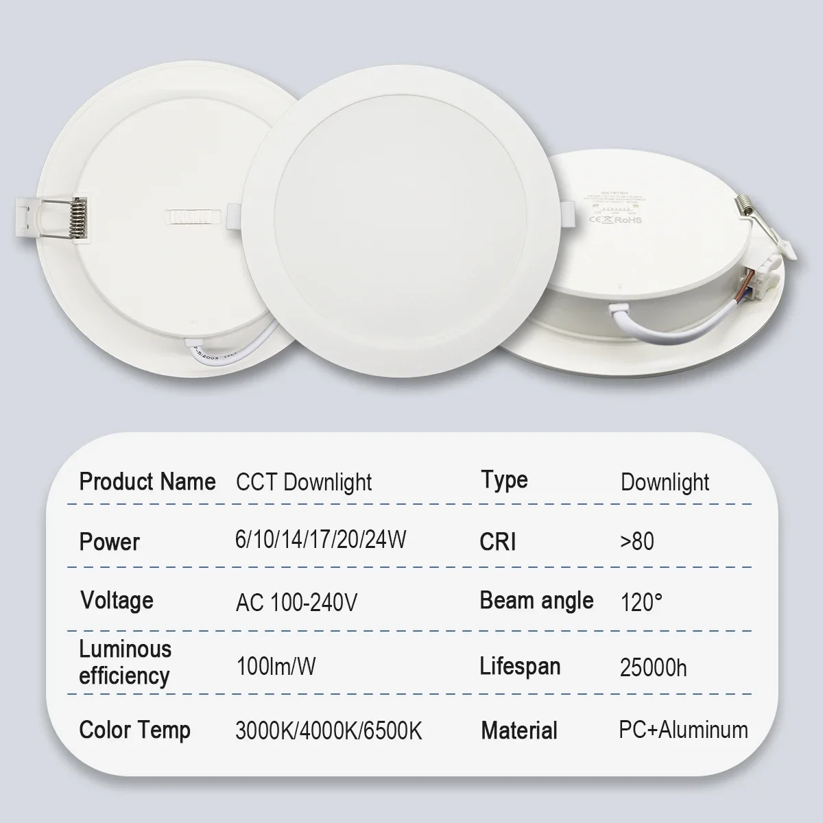 2pcs Recessed LED Spot Downlight Dial Swich CCT 3 Color Adjusted Ceiling Light AC 120V 220V 3000K 4000K 6500K Indoor Lighting 3