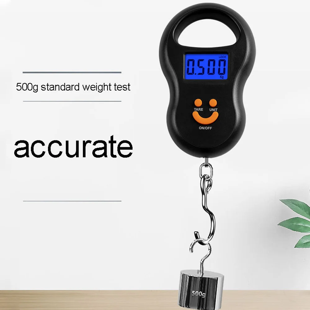 Portable Scale Black Electronic 50Kg 10g Hanging Scale LCD Digital Scale BackLight Fishing Weights Pocket Luggage Scales Weighing Scales digital scale pocket scale luggage scale luggage weight scale weighing tools hanging scale