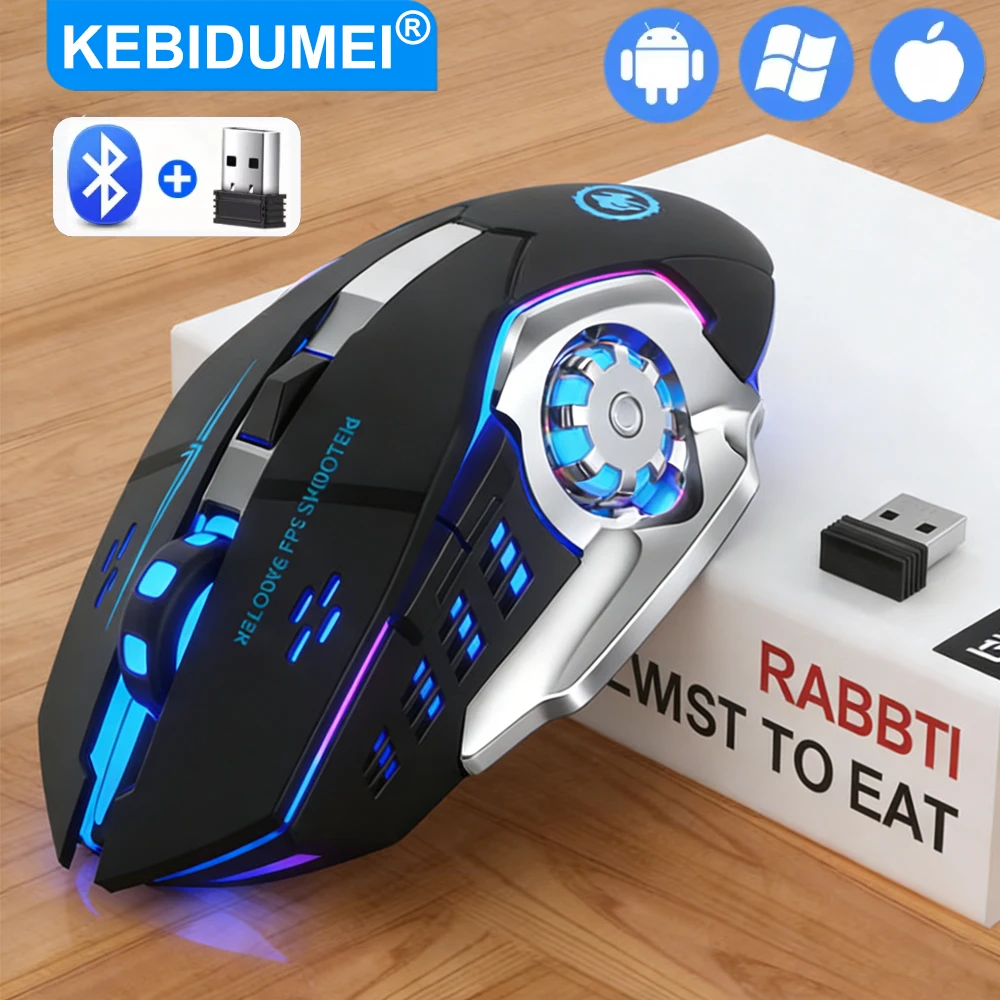 Souris sans fil 2.4G USB Bluetooth, souris de jeu mécanique, rechargeable, silencieuse, rétroéclairée, ergonomique, souris de bureau, accessoires de jeu