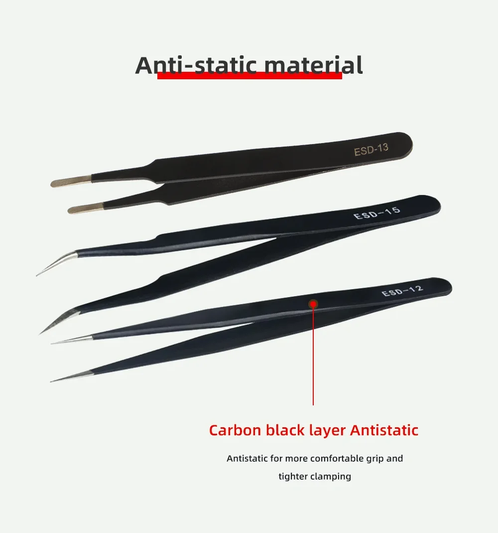 Precision Antistatic Tweezers and Multifunction Nipper Tool Set