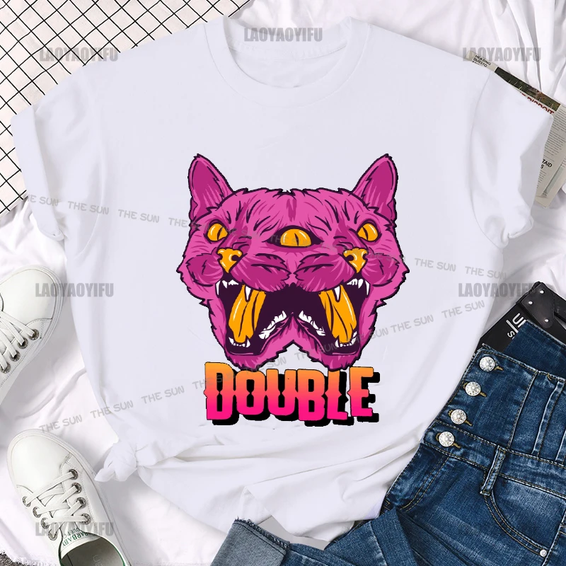 

Футболка Y2k с принтом двух кошек для мужчин и женщин, уличная одежда, хлопковые топы, Повседневная модная рубашка в стиле Харадзюку