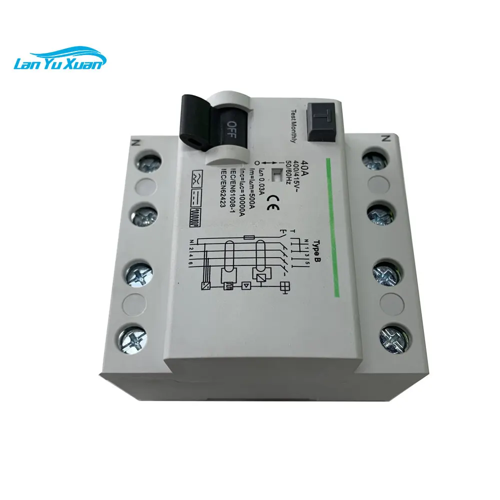 

RCCBs Type B RCD 4 Pole 40A 63A 80A 30mA 10KA Circuit Breakers