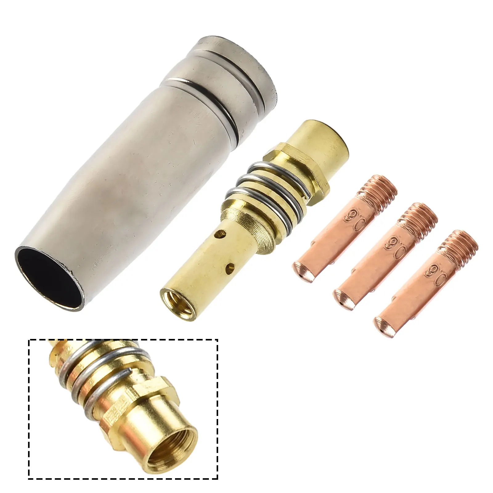 

5pcs Guard Nozzle Contact Tip Consumables Holder Conductive Tip 0.6/0.8/0.9/1.0/1.2mm MIG Welding MB15 15AK Soldering Tool