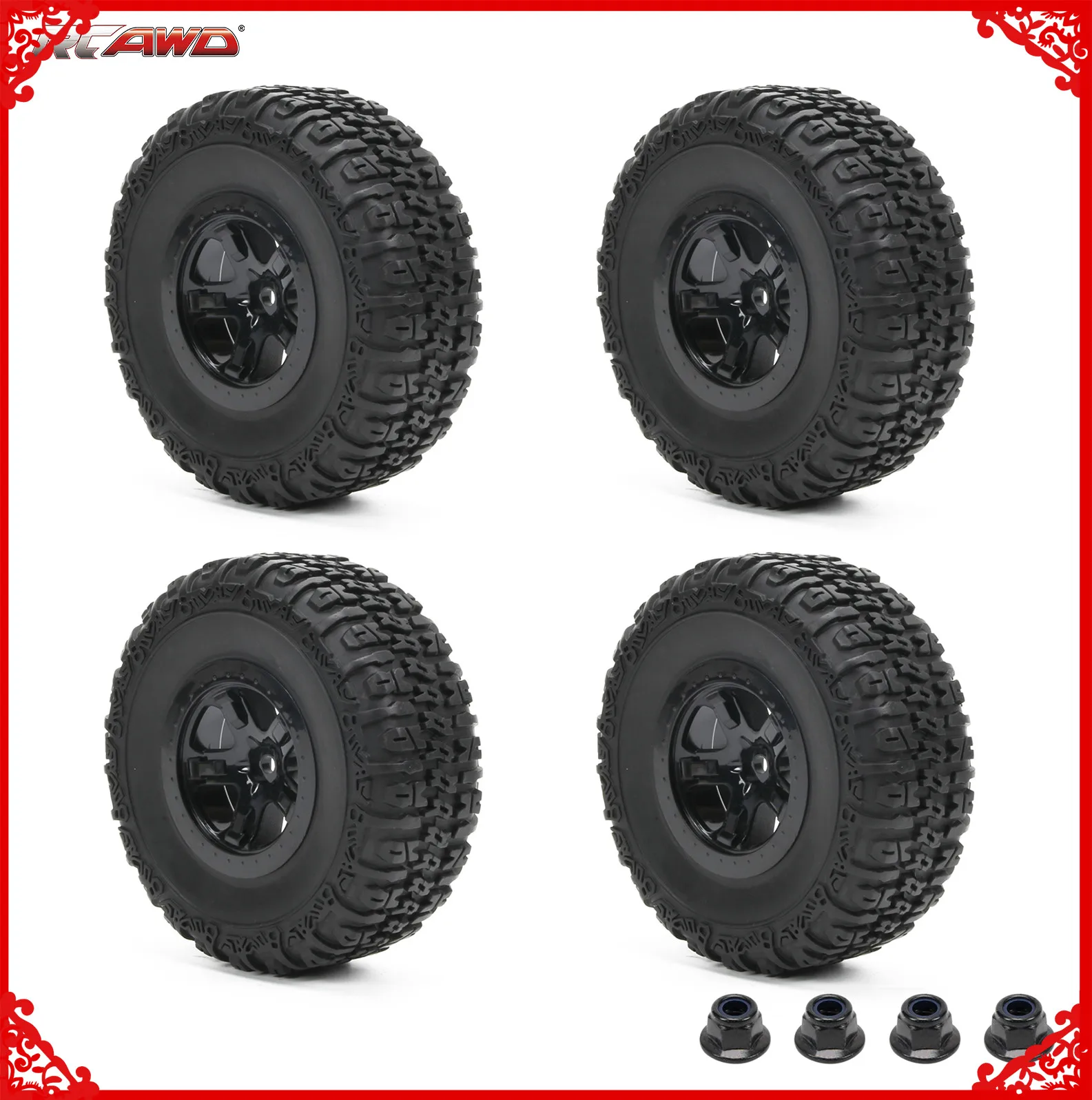 

RCAWD Front/Rear 2.2/3.0 Pre-Mounted Tires wheel rim for 1/10 LOSI Baja Rey 4WD 1/10 Hammer Rey U4 Rock Racer Upgrades parts