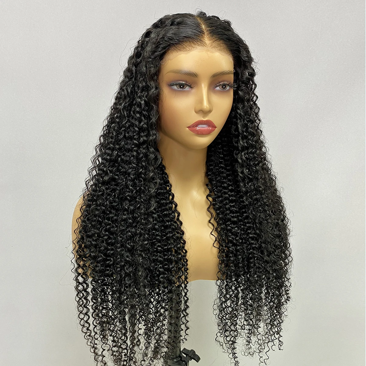 킨키 곱슬 접착제 없는 레이스 가발, 미리 뽑은 킨키 곱슬 레이스 가발, 아프로 곱슬 인모 가발, 착용 준비 완료, 20-32 인치, 6x4