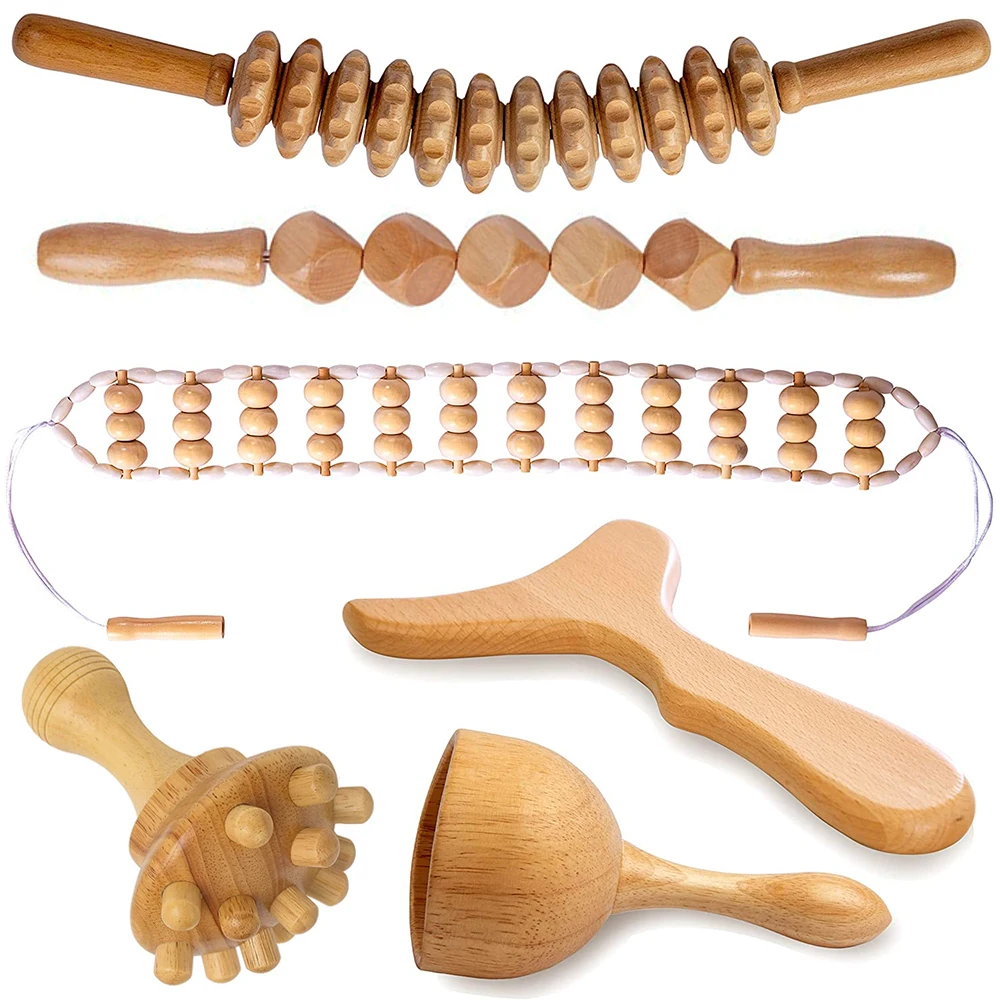 Body Wood Therapy Complete Kit Wooden Maderotherapy Kit for Reductive Massage Colombian Wood