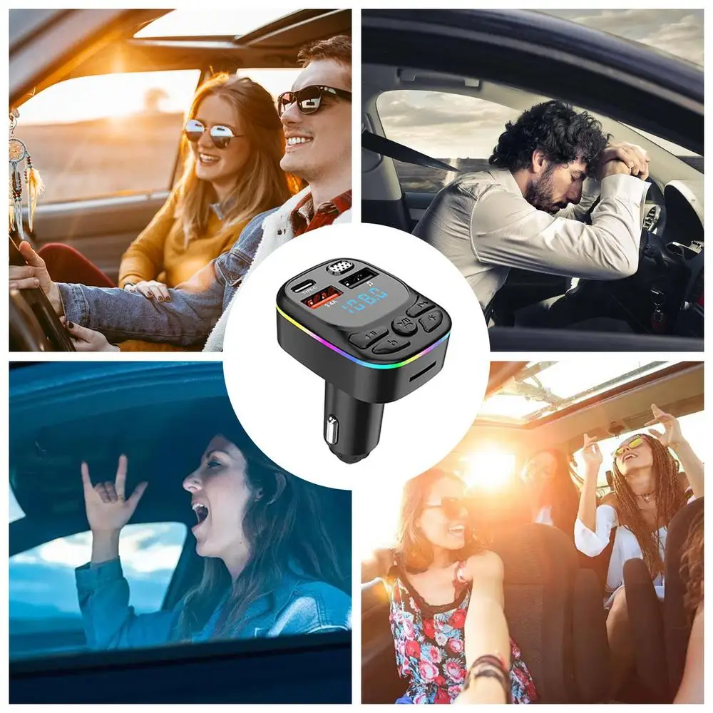 FM Transmitter for Car LED Display Car MP3 Player Wireless FM Transmitter 5.0 USB C Car Charger Multifunctional Car Radio Music