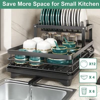 Dish Drying Rack for Kitchen Counter - Large Dish Rack with Drainboard