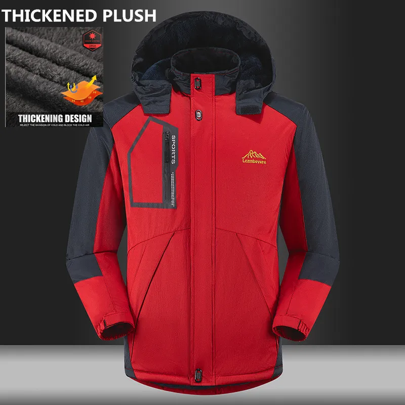 Men's Mountain Snow Coats Winter Warm Waterproof Ski Jackets Hooded Windbreakers Windproof Raincoats Fleece Lined Bomber Jackets