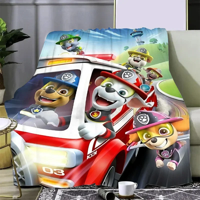 Cute Cartoon Patrol Dog Printed Blanket Picnic Blankets Warm Blanket Soft and Comfortable Blanket Home Travel Birthday Gift 4