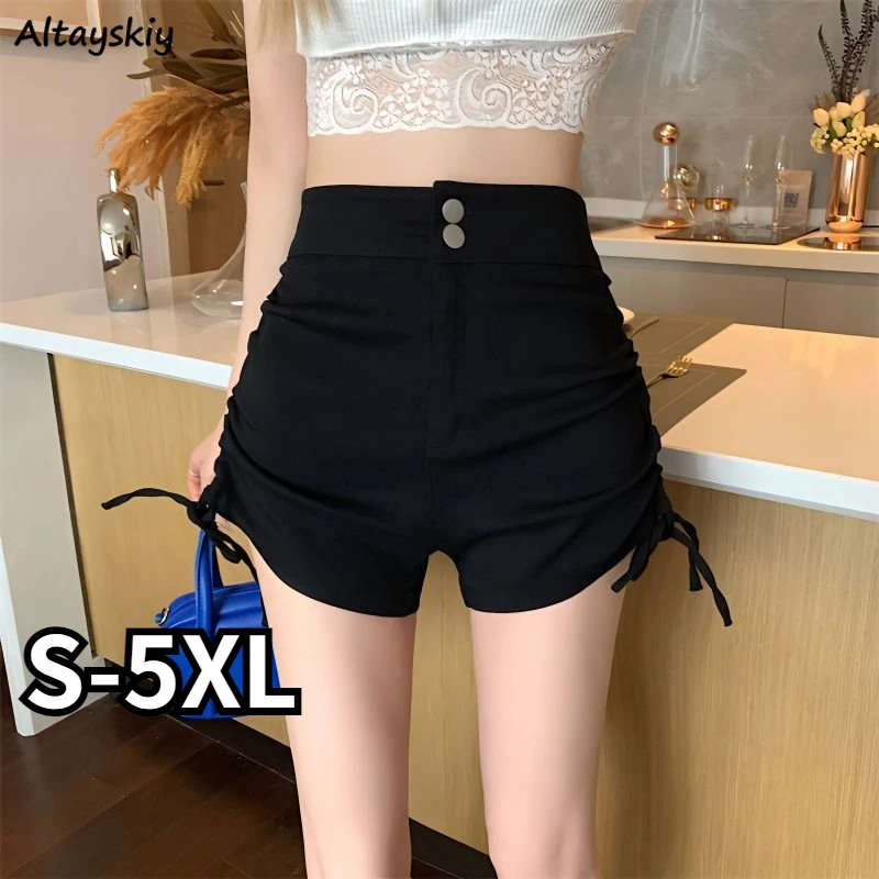 

Черные женские обтягивающие пикантные шорты, модная универсальная летняя спортивная повседневная Уличная одежда с высокой талией в Корейском стиле