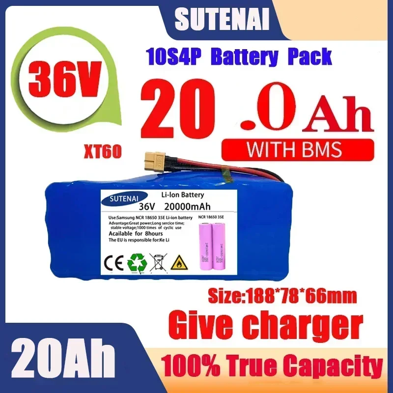 

Original 36V battery 10S4P120Ah battery pack 500W high power battery 42V 120000mAh Ebike electric bike BMS+42V2A Charger
