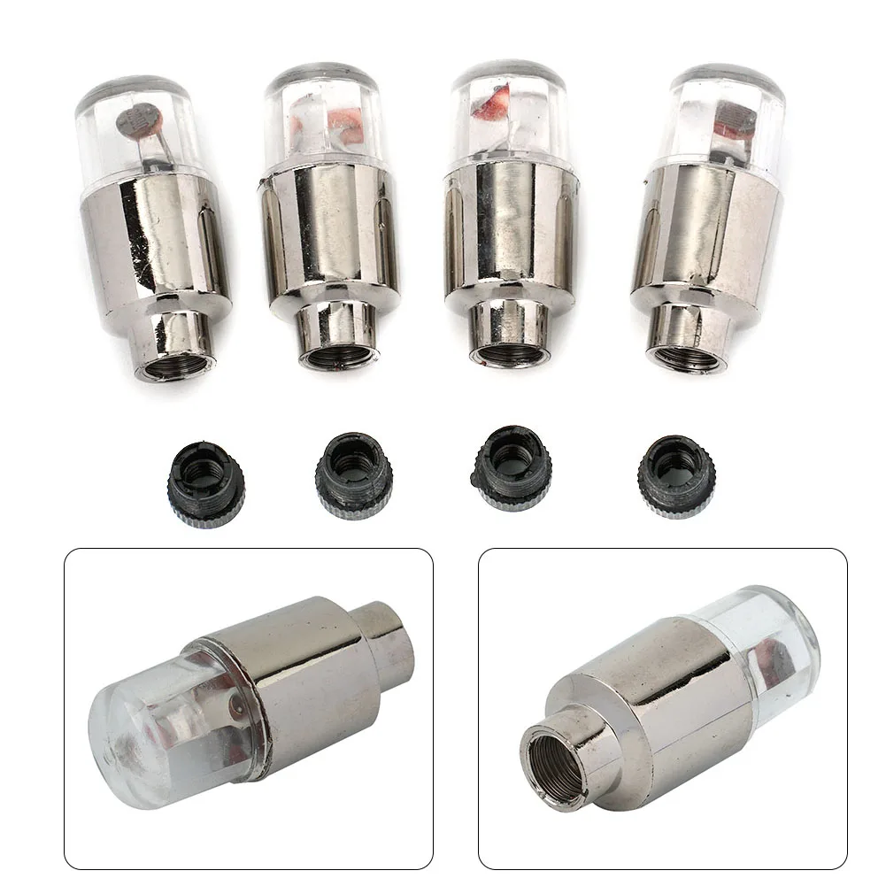 

4pcs Car Auto Wheel Tire Tyre Air Valve Stem LED Light Cap Cover Accessories Increase Visibility Top Tire Decoration Parts