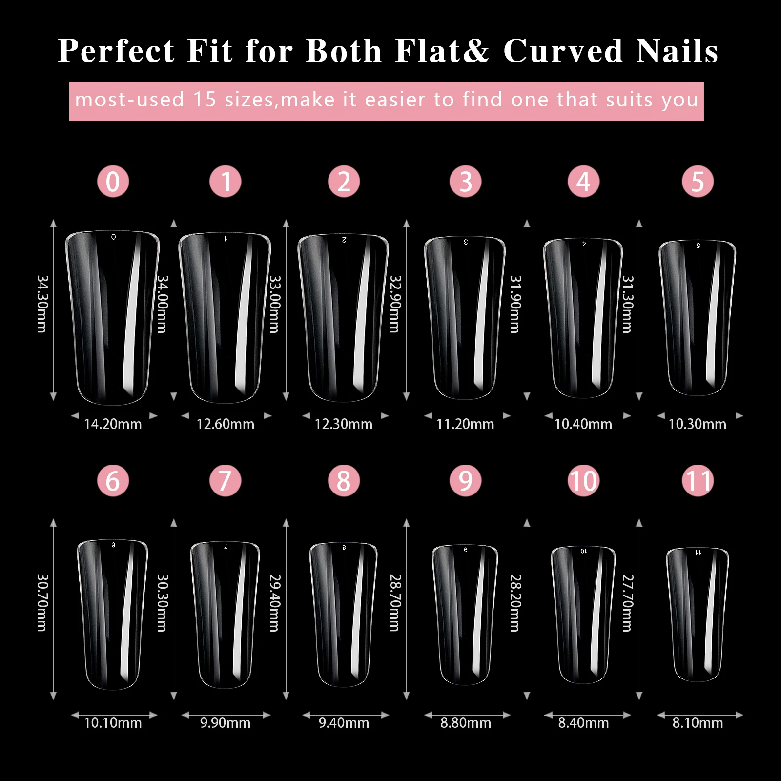 500/504 psc Duckbill 네일 팁 손톱에 누르기 확대 된 자연 가짜 네일 아트 빠른 확장 사각형 플레이트 소프트 젤 팁